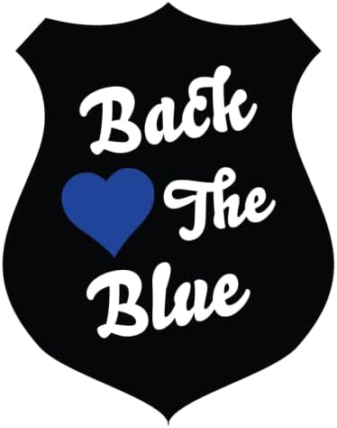 בחזרה את הכחול | תג המשטרה עם לב | רעיון מתנה נהדר | מדבקה מדבקה | 2 חבילה | מדבקות 5 אינץ '| S10094